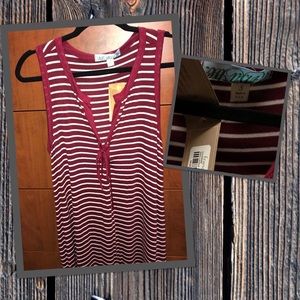 Tank Top Mini Dress Burgundy & White Stripe Dina B